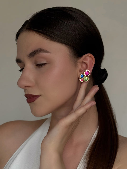 Klipsy vintage Swarovski z kolorowymi kryształami